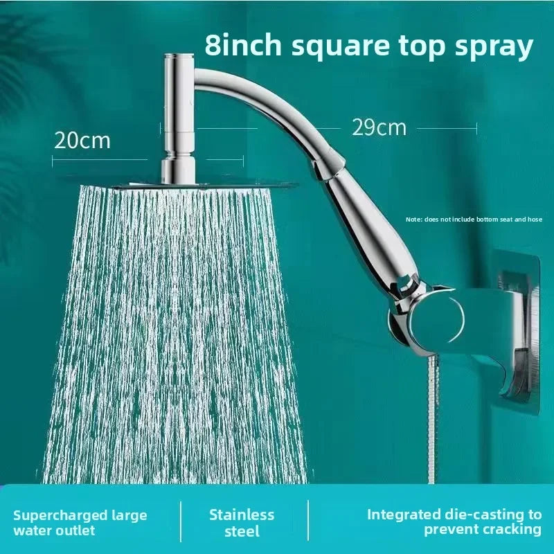Bathroom High Pressure 6 /8 Inch Square/Round Rainfall Shower Head 360° Rotation Sprayer Hand Held Shower Head Accessories