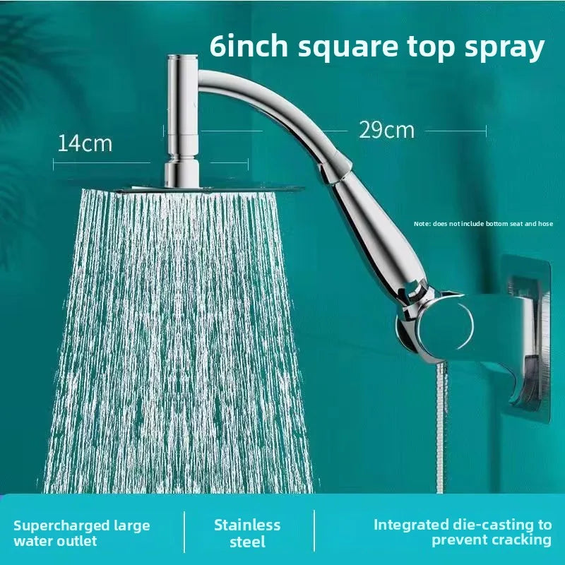 Bathroom High Pressure 6 /8 Inch Square/Round Rainfall Shower Head 360° Rotation Sprayer Hand Held Shower Head Accessories