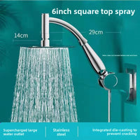 Bathroom High Pressure 6 /8 Inch Square/Round Rainfall Shower Head 360° Rotation Sprayer Hand Held Shower Head Accessories